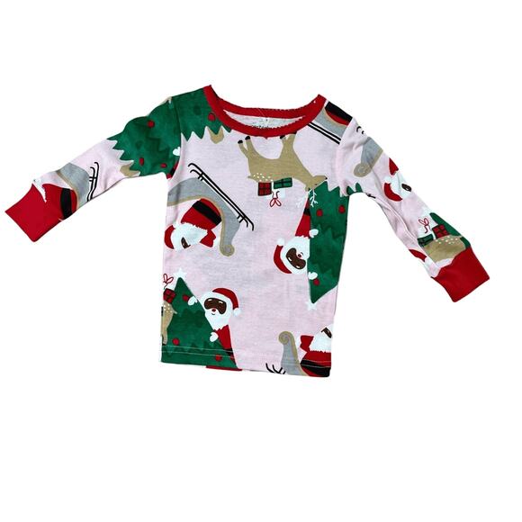 Carter's Oeko-Tex Santa Claus Christmas Pink Pajama Pant Set 12 months Trees NWT - Picture 2 of 9